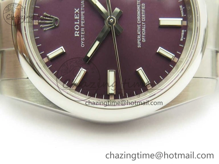 Oyster Perpetual 34mm 114200 UBF 1:1 Best Edition Grape Dial on SS Bracelet A2836