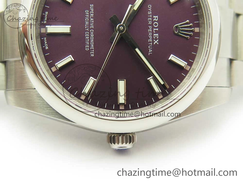 Oyster Perpetual 34mm 114200 UBF 1:1 Best Edition Grape Dial on SS Bracelet A2836