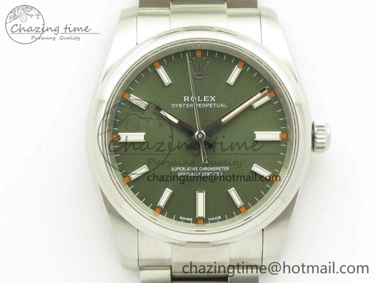 Oyster Perpetual 34mm 114200 UBF 1:1 Best Edition Green Dial on SS Bracelet A2836
