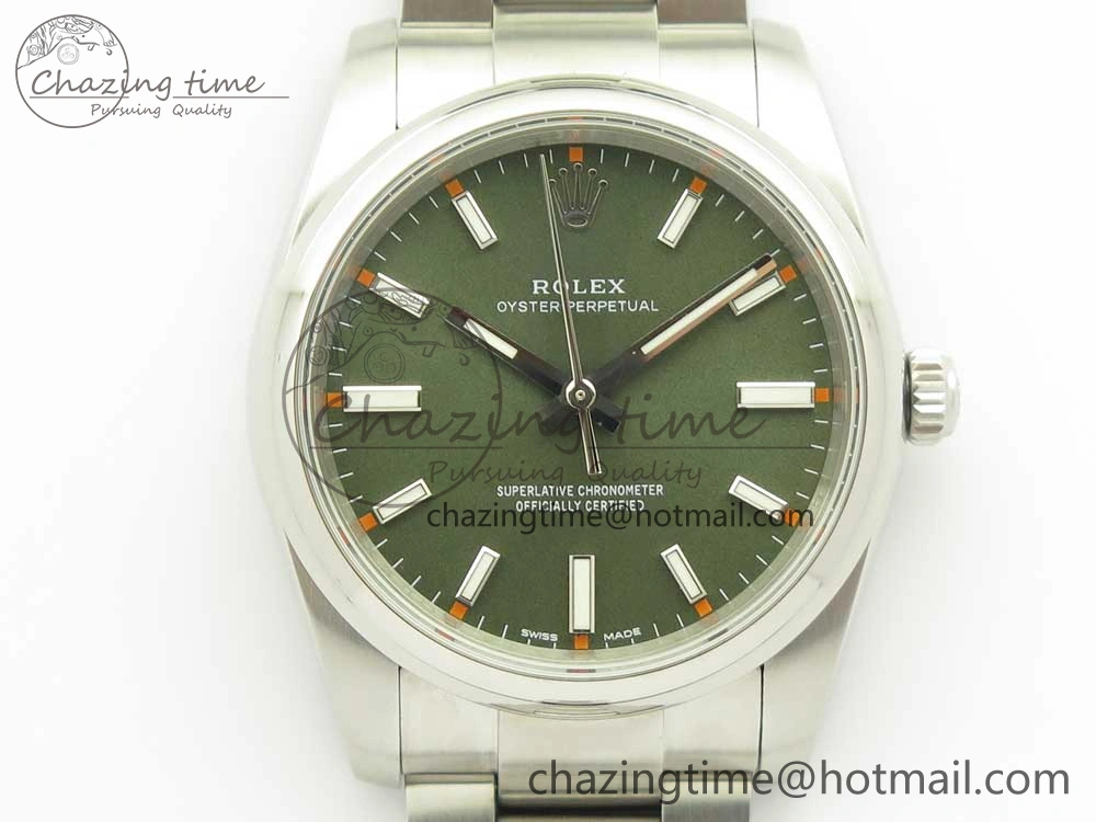 Oyster Perpetual 34mm 114200 UBF 1:1 Best Edition Green Dial on SS Bracelet A2836