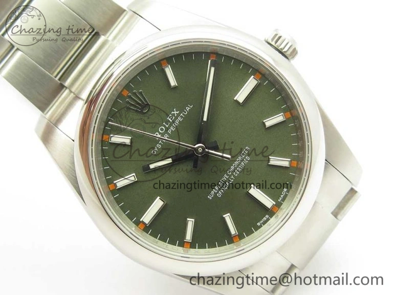 Oyster Perpetual 34mm 114200 UBF 1:1 Best Edition Green Dial on SS Bracelet A2836