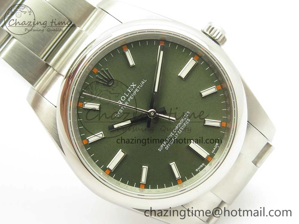 Oyster Perpetual 34mm 114200 UBF 1:1 Best Edition Green Dial on SS Bracelet A2836