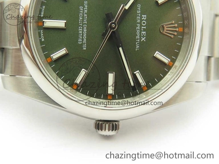 Oyster Perpetual 34mm 114200 UBF 1:1 Best Edition Green Dial on SS Bracelet A2836