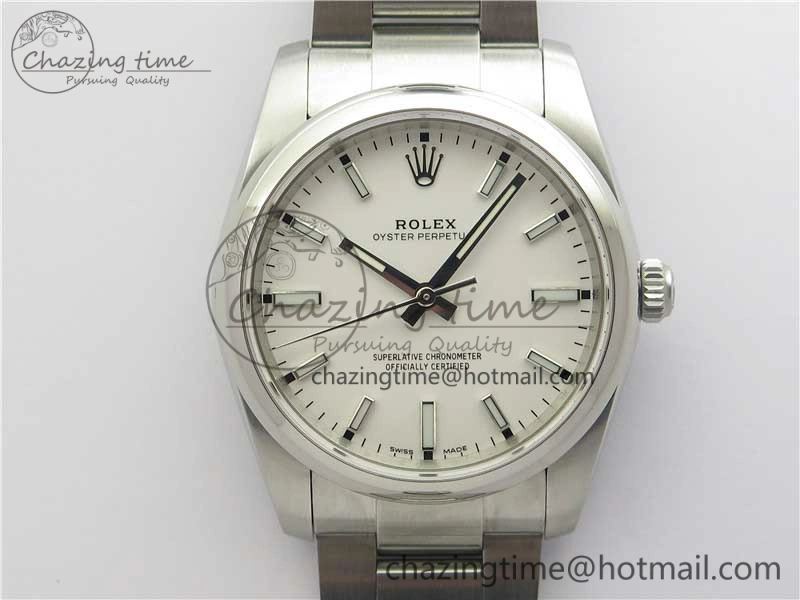 Oyster Perpetual 34mm 114200 UBF Best Edition White Dial on SS Bracelet A2824