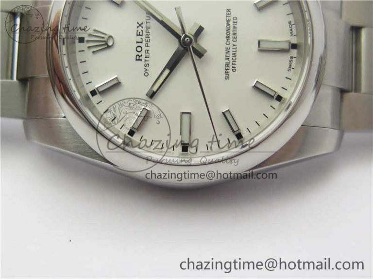 Oyster Perpetual 34mm 114200 UBF Best Edition White Dial on SS Bracelet A2824