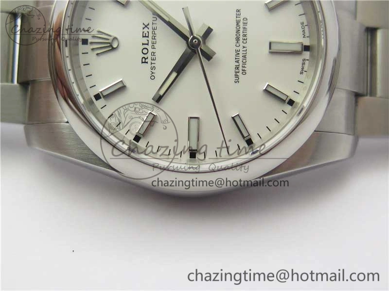 Oyster Perpetual 34mm 114200 UBF Best Edition White Dial on SS Bracelet A2824
