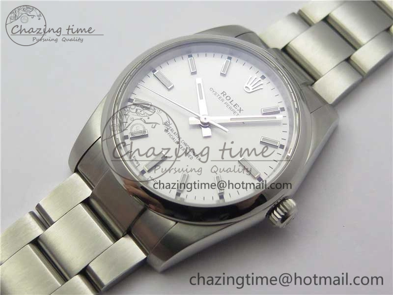 Oyster Perpetual 34mm 114200 UBF Best Edition White Dial on SS Bracelet A2824
