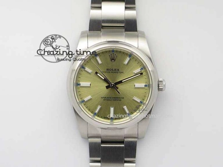 Oyster Perpetual 34mm Ladies 114300 1:1 Best Edition Champagne Dial On SS Bracelet A2824