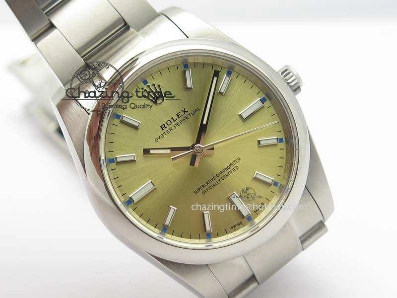 Oyster Perpetual 34mm Ladies 114300 1:1 Best Edition Champagne Dial On SS Bracelet A2824