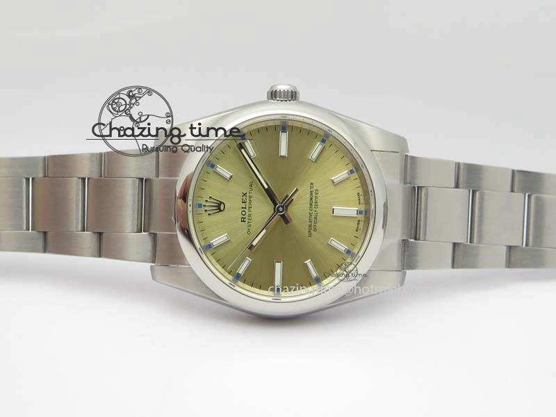 Oyster Perpetual 34mm Ladies 114300 1:1 Best Edition Champagne Dial On SS Bracelet A2824