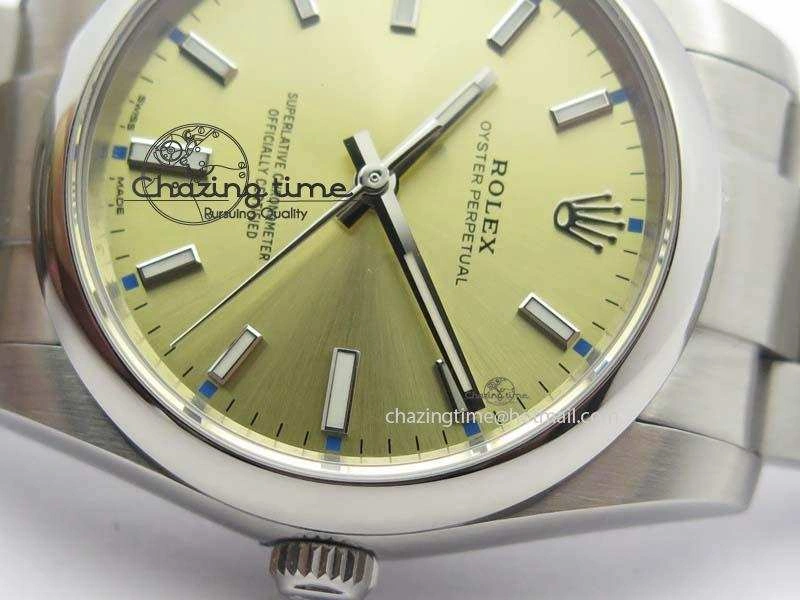 Oyster Perpetual 34mm Ladies 114300 1:1 Best Edition Champagne Dial On SS Bracelet A2824