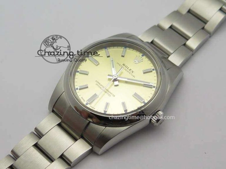 Oyster Perpetual 34mm Ladies 114300 1:1 Best Edition Champagne Dial On SS Bracelet A2824