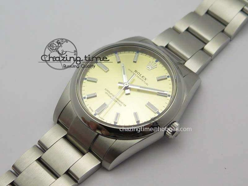 Oyster Perpetual 34mm Ladies 114300 1:1 Best Edition Champagne Dial On SS Bracelet A2824