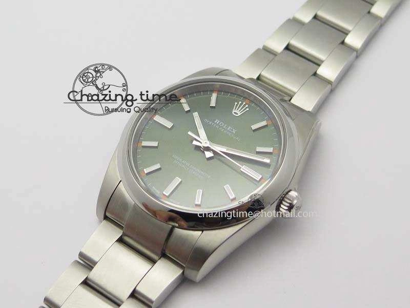 Oyster Perpetual 34mm Ladies 114300 1:1 Best Edition Olive Green Dial On SS Bracelet A2824