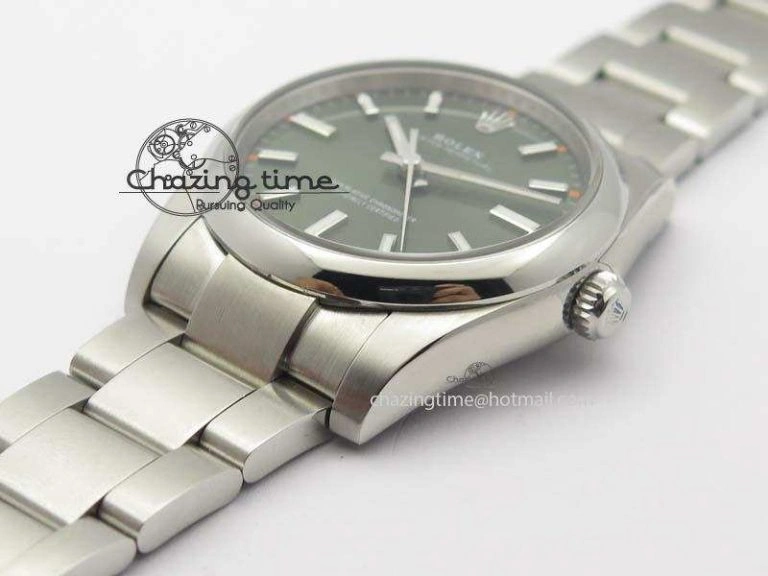 Oyster Perpetual 34mm Ladies 114300 1:1 Best Edition Olive Green Dial On SS Bracelet A2824