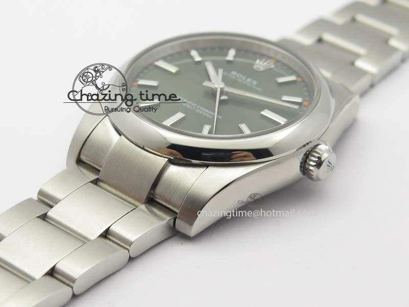 Oyster Perpetual 34mm Ladies 114300 1:1 Best Edition Olive Green Dial On SS Bracelet A2824