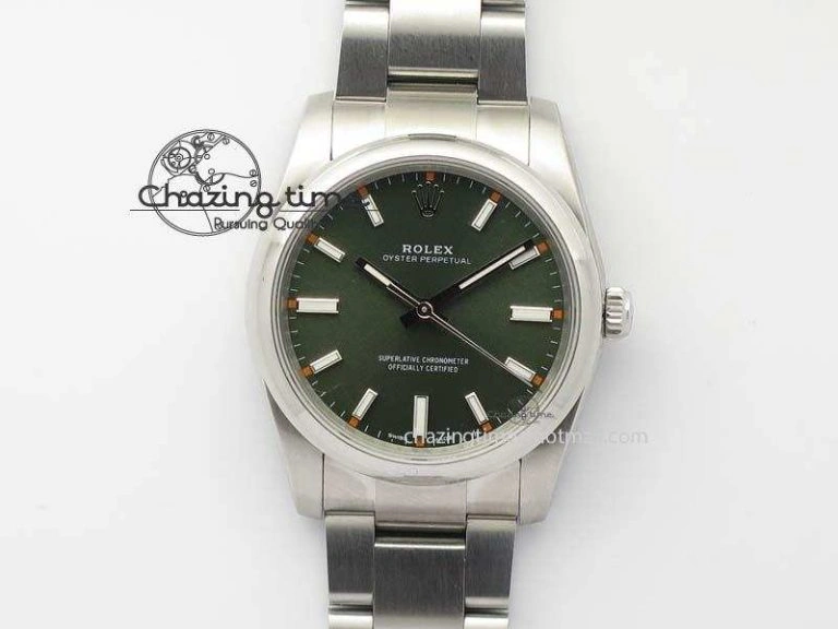 Oyster Perpetual 34mm Ladies 114300 1:1 Best Edition Olive Green Dial On SS Bracelet A2824