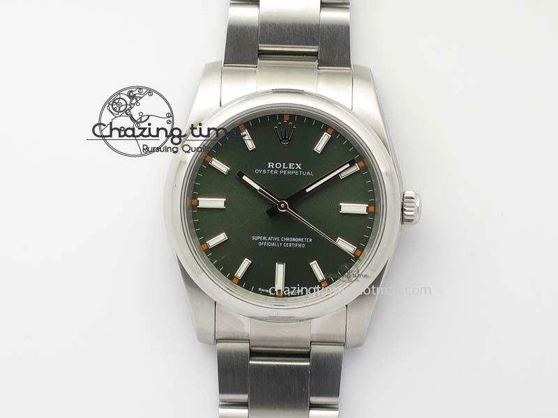 Oyster Perpetual 34mm Ladies 114300 1:1 Best Edition Olive Green Dial On SS Bracelet A2824