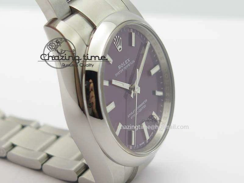 Oyster Perpetual 34mm Ladies 114300 1:1 Best Edition Red Grape Dial On SS Bracelet A2824
