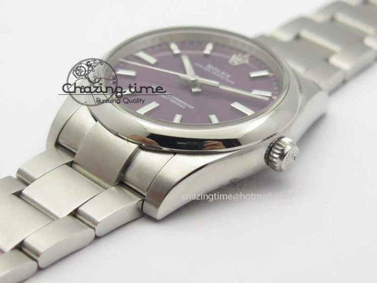 Oyster Perpetual 34mm Ladies 114300 1:1 Best Edition Red Grape Dial On SS Bracelet A2824