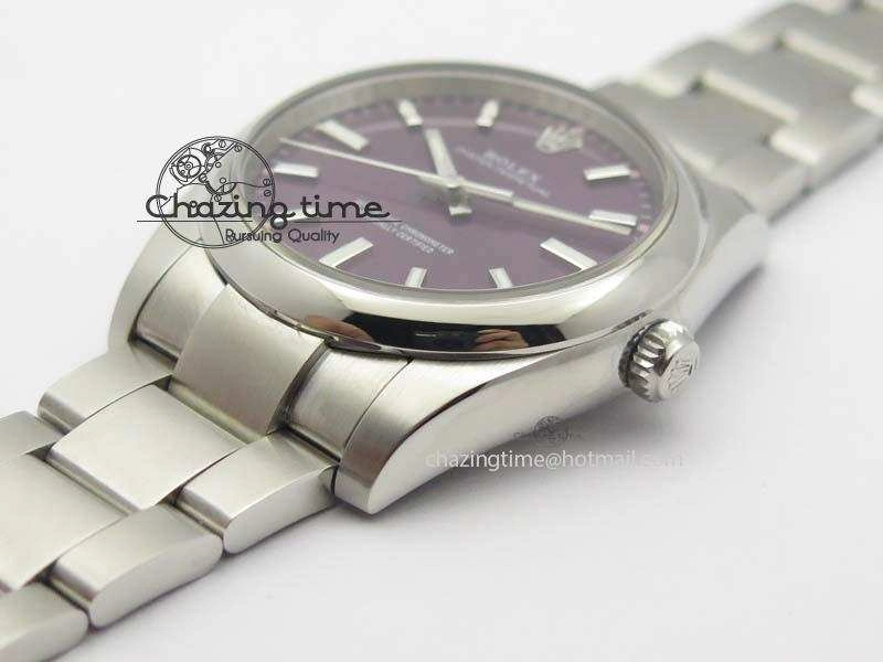 Oyster Perpetual 34mm Ladies 114300 1:1 Best Edition Red Grape Dial On SS Bracelet A2824