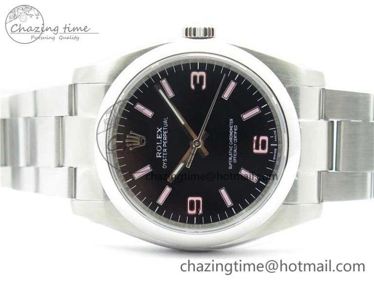 Oyster Perpetual 36 116000 KRF 1:1 Best Edition 904L Steel Black Dial Pink Lume on SS Bracelet A2824
