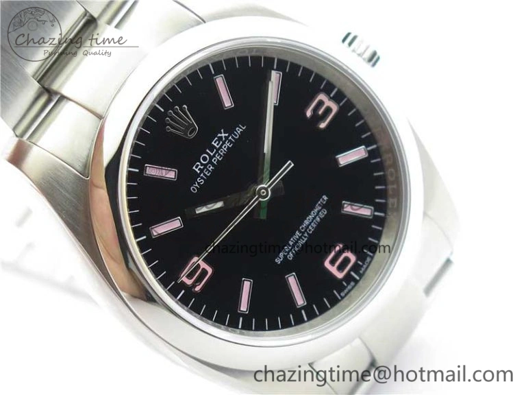 Oyster Perpetual 36 116000 KRF 1:1 Best Edition 904L Steel Black Dial Pink Lume on SS Bracelet A2824