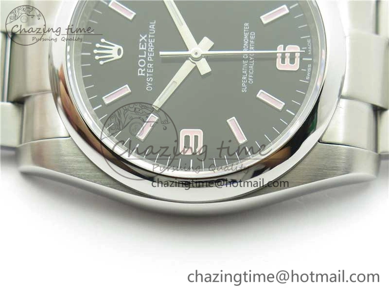 Oyster Perpetual 36 116000 KRF 1:1 Best Edition 904L Steel Black Dial Pink Lume on SS Bracelet A2824