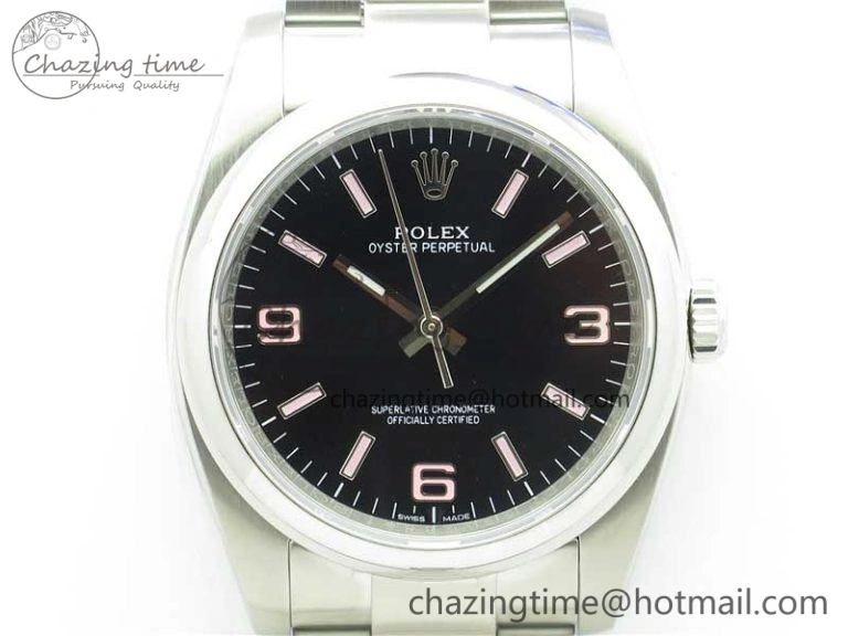 Oyster Perpetual 36 116000 KRF 1:1 Best Edition 904L Steel Black Dial Pink Lume on SS Bracelet A2824