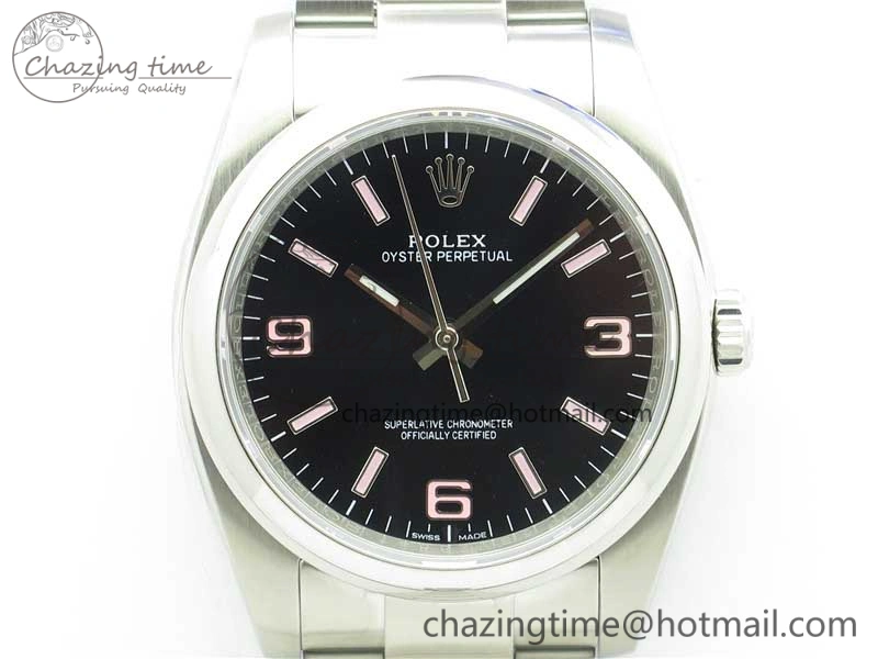 Oyster Perpetual 36 116000 KRF 1:1 Best Edition 904L Steel Black Dial Pink Lume on SS Bracelet A2824