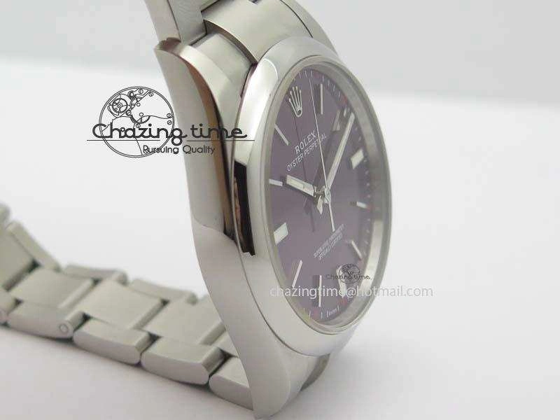 Oyster Perpetual 39mm 114300 1:1 Best Edition Red Grape Dial On SS Bracelet A2824
