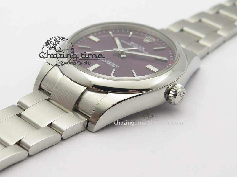 Oyster Perpetual 39mm 114300 1:1 Best Edition Red Grape Dial On SS Bracelet A2824
