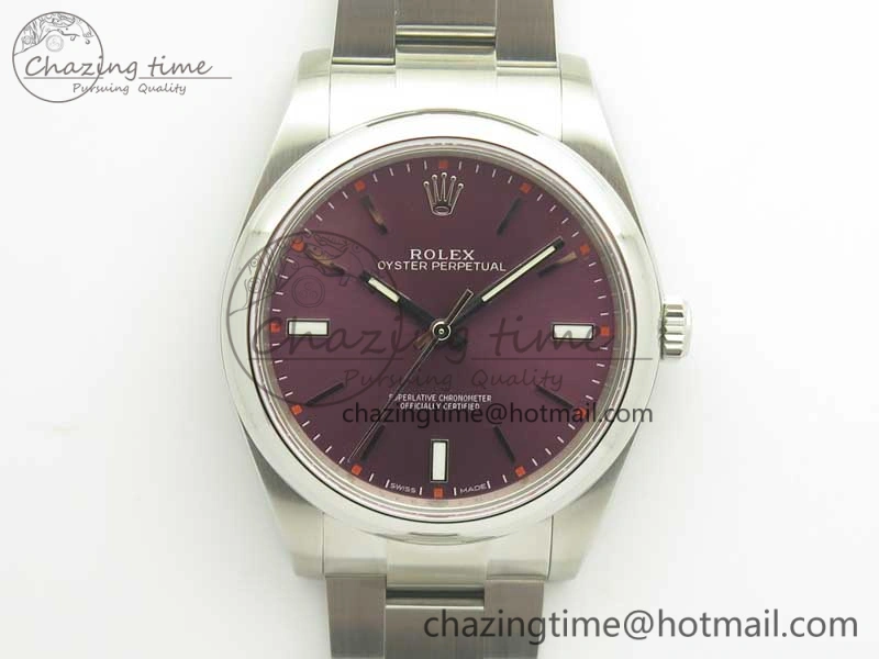 Oyster Perpetual 39mm 114300 ARF 1:1 Best Edition 904L SS Case and Bracelet Red Grape Dial SH3132