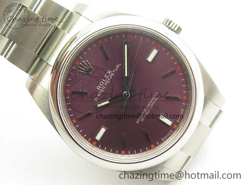 Oyster Perpetual 39mm 114300 ARF 1:1 Best Edition 904L SS Case and Bracelet Red Grape Dial SH3132