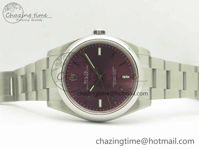 Oyster Perpetual 39mm 114300 ARF 1:1 Best Edition 904L SS Case and Bracelet Red Grape Dial SH3132