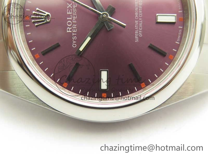 Oyster Perpetual 39mm 114300 ARF 1:1 Best Edition 904L SS Case and Bracelet Red Grape Dial SH3132