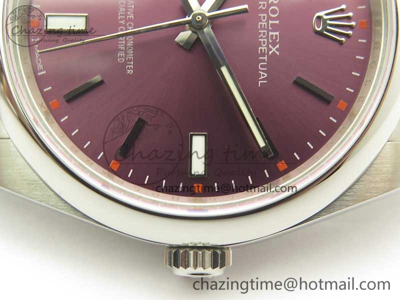 Oyster Perpetual 39mm 114300 ARF 1:1 Best Edition 904L SS Case and Bracelet Red Grape Dial SH3132