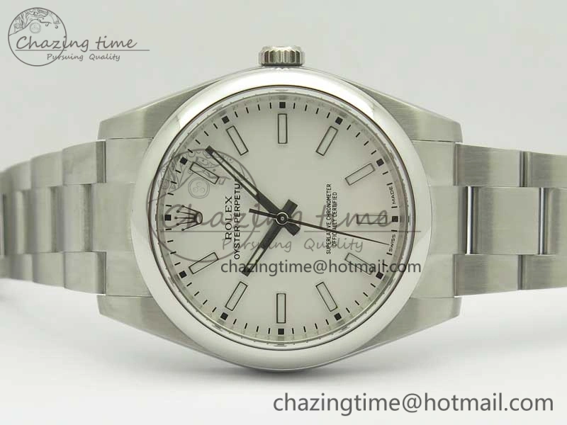 Oyster Perpetual 39mm 114300 ARF 1:1 Best Edition 904L SS Case and Bracelet White Dial SH3132