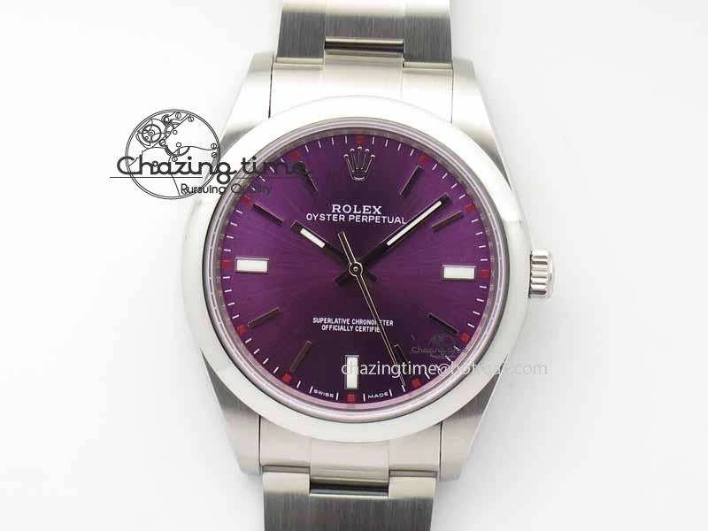 Oyster Perpetual 39mm 114300 BP Maker Best Edition Grape Dial On SS Bracelet A2824
