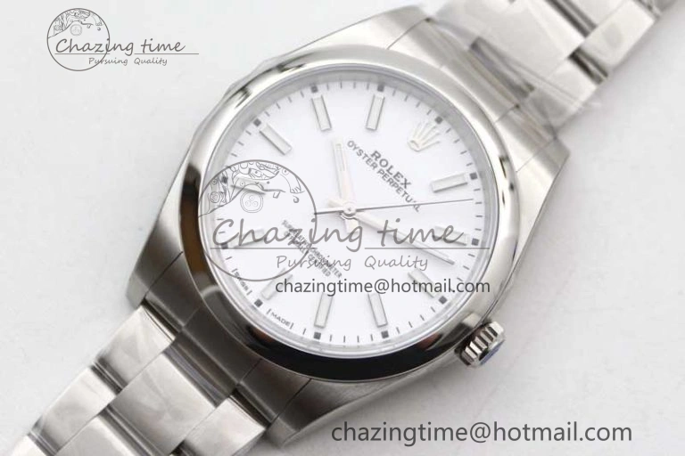 Oyster Perpetual 39mm 114300 EWF 1:1 Best Edition 904L Steel White Dial on SS Bracelet SA3132