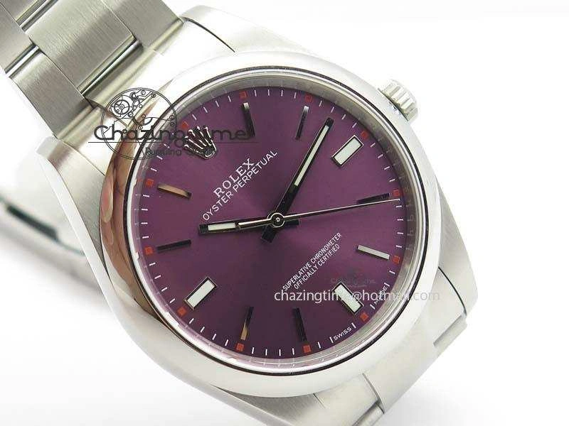 Oyster Perpetual 39mm 114300 JF 1:1 Best Edition Grape Dial On SS Bracelet SA3132