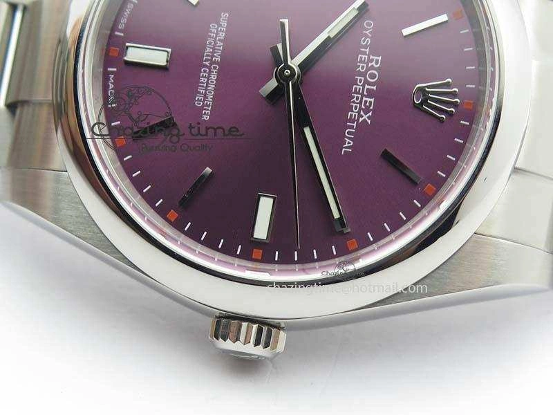 Oyster Perpetual 39mm 114300 JF 1:1 Best Edition Grape Dial On SS Bracelet SA3132