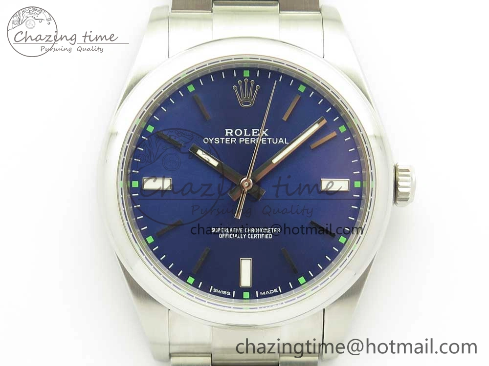 Oyster Perpetual 39mm 114300 UBF 1:1 Best Edition Blue Dial on SS Bracelet A2836
