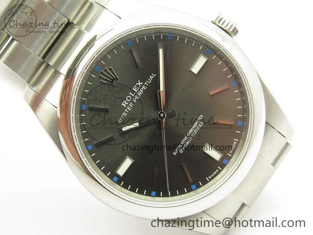 Oyster Perpetual 39mm 114300 UBF 1:1 Best Edition Gray Dial on SS Bracelet A2836