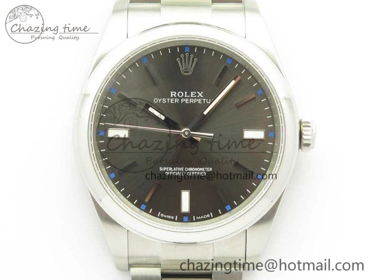Oyster Perpetual 39mm 114300 UBF 1:1 Best Edition Gray Dial on SS Bracelet A2836