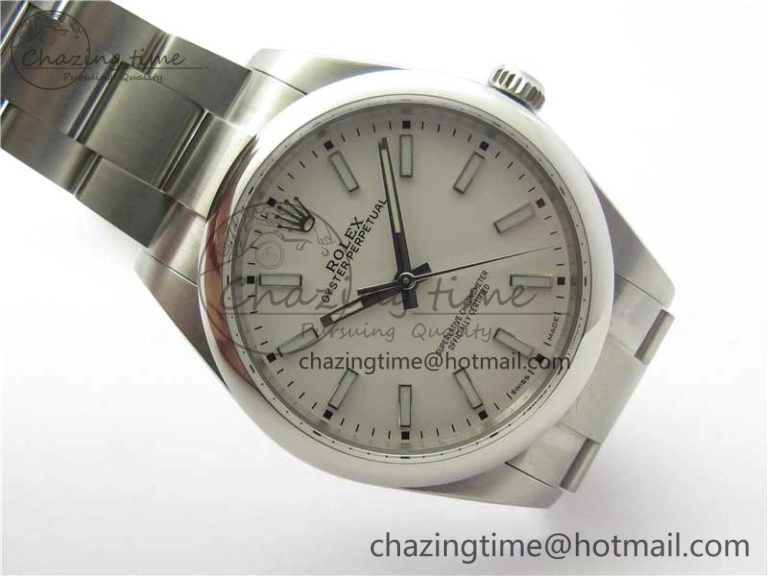 Oyster Perpetual 39mm 114300 UBF Best Edition White Dial on SS Bracelet A2824