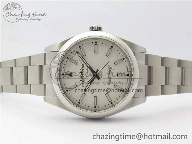 Oyster Perpetual 39mm 114300 UBF Best Edition White Dial on SS Bracelet A2824