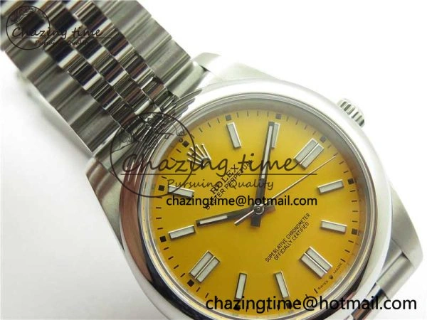 Oyster Perpetual 41mm 124300 BP Maker Best Edition Yellow Dial on SS Jubilee Bracelet A2813
