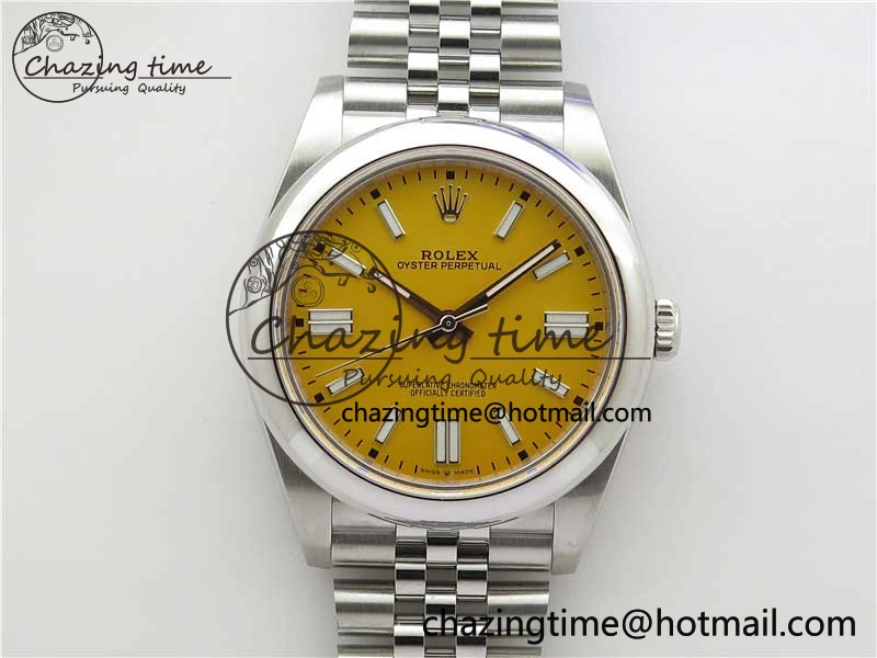 Oyster Perpetual 41mm 124300 BP Maker Best Edition Yellow Dial on SS Jubilee Bracelet A2813