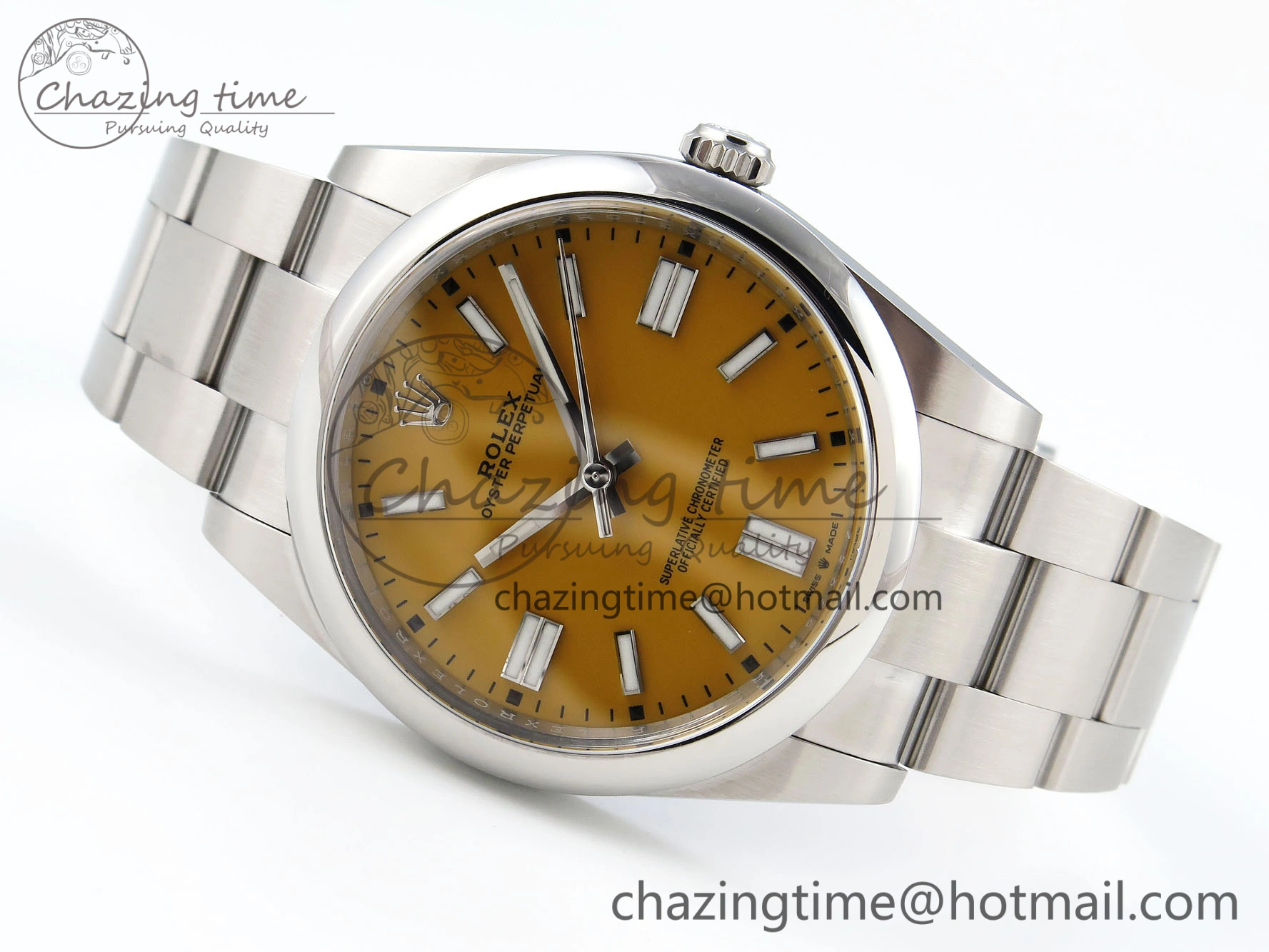 Oyster Perpetual 41mm 124300 Clean 1:1 Best Edition 904L Steel Yellow Dial on SS Bracelet VR3230